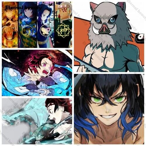 Mosaic Anime Wall Art Painting Full Round Drill 5D Diy Diamond Painting Embroidery Wall Pictures Home Decoration Handmade Gift