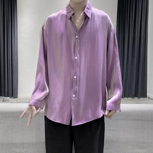 2020 Mens Colorful Sunscreen Long Sleeve Hawaiian Shirt Leisure Camisa Masculina Streetwear Fashion Shirts Big Size M-5XL