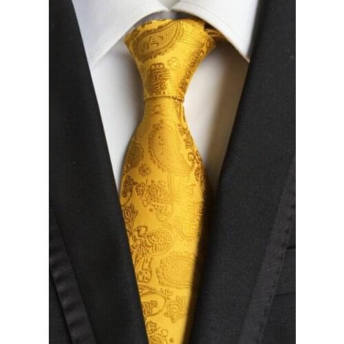 8cm Mens Ties Gold Paisley Necktie