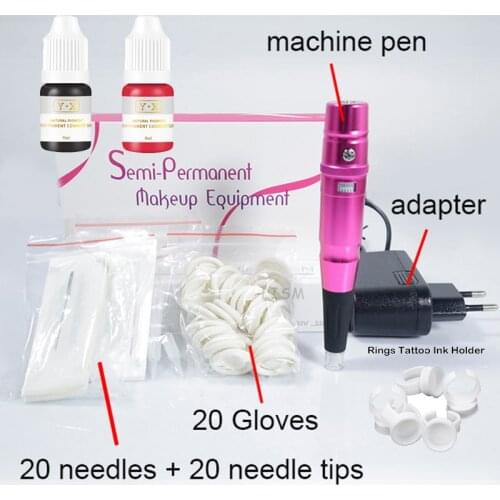 3D Eyebrow Tattoo Machine Set Microblading Pen Pigment Practice Kit Tattoo Pigment Rings Permanent Makeup Pen Set Body Art Tool