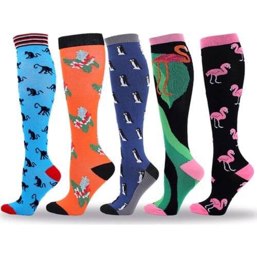 Novelty Animal Compression Socks Men Women Cartoon Funny Monkey Flamingo Long Socks Happy Personality Nylon Sports Socks Gift