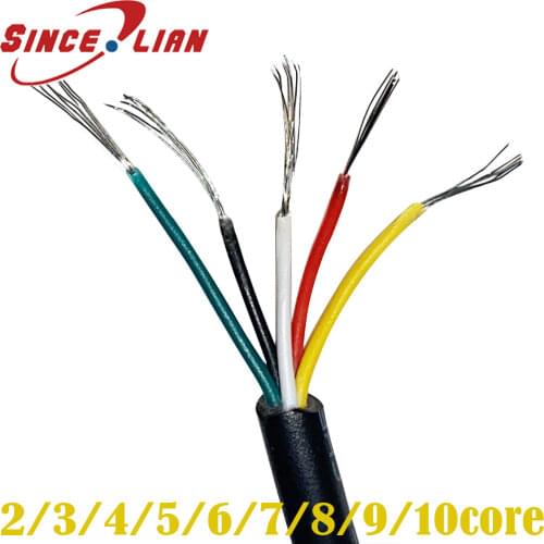 Tin-plated Oxygen-free Copper Cable Sheathed Wire 26AWG 28AWG 2 core 3 core 4 core 5 6 7 8 9 10 core Power Signal Control Wire