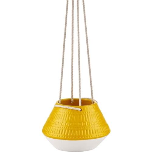 The Mia Gift Decorative Accessory For Gardens and Home Plant Ivy Modern Design Yellow Color Ceramic Pendant Flower bed-20 cm