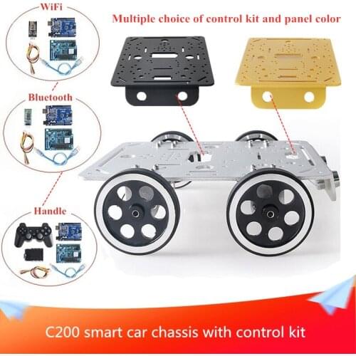 With Control Kit C200 Full Metal Smart Car Chassis Supports Mobile APP Control Tracking Obstacle Avoidance DIY Maker Competition