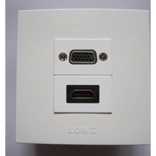 Straight Connect VGA + HDMI 1.4 Wall Plug Compatible For Home Store Multimedia PC Socket 86mm Version Outlet