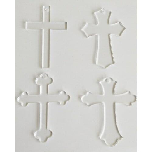 15PCS Blank Clear Acrylic Cross Keychains,Clear Plexiglass Laser Cut Gifts, Cross Halloween Tags Save Date High Quality