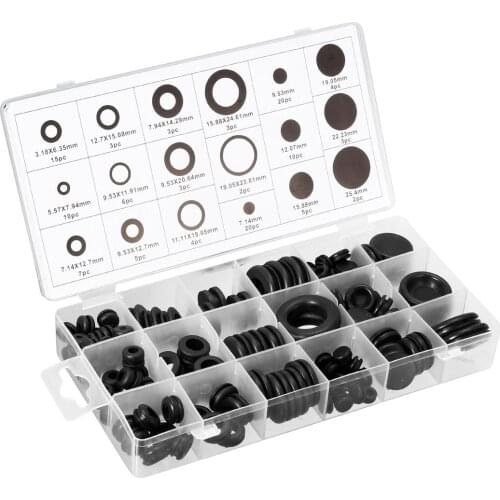 125Pcs Rubber Grommet Rubber Sealing Washer Waterproof Protect Wire Tool Cable Hose Part