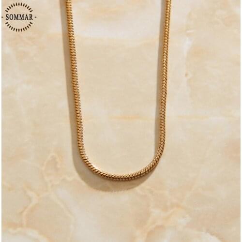 SOMMAR 2020 trend large 18KGP Gold Filled Maiden choker necklace Snake chain. Sweater chain multi-layer necklaces bone