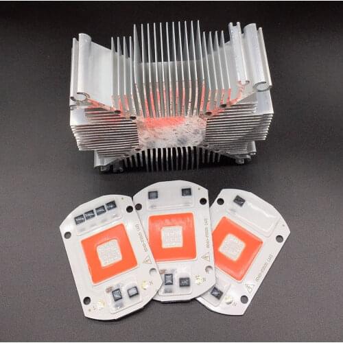 Full Spectrum LED Red/Blue 20W 30W 50W COB SMD Smart IC Spotlight Driverless 110/220VAC+Heatsink