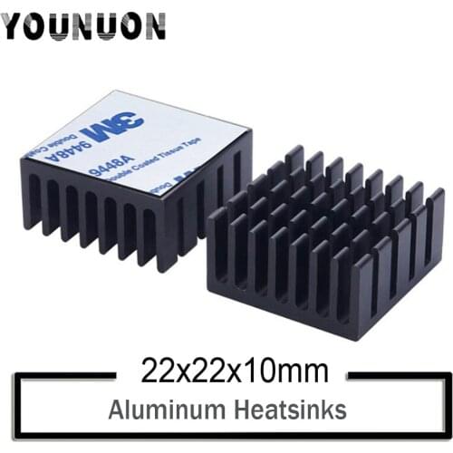 500Pcs YOUNUON Black 22x22x10mm 3M 9448A thermal conductive adhesive tape mini cooler Heat Sink for cooling VRM Stepper Driver