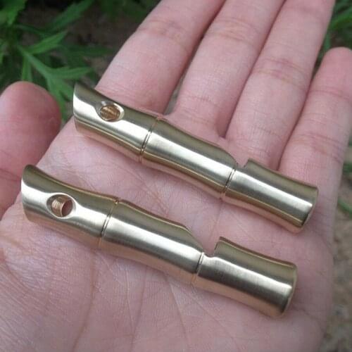 Camping equipment Outdoor 100%Handmade Vintage pure Brass Whistle First Aid Tool EDC Survival tools for hiking hunting FW080