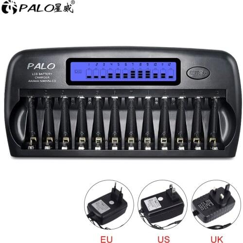 PALO 8-16 slots Smart AA Charger LCD display Intelligent Battery Charger for 1.2V AA AAA Ni-MH NiCd rechargeable battery
