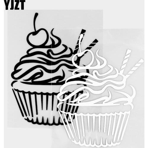 YJZT 10.8×14CM Cupcake Pattern Art Mural Vinyl Decal Beautiful Car Sticker Door Window Decoration Black / Silver 20B-0401