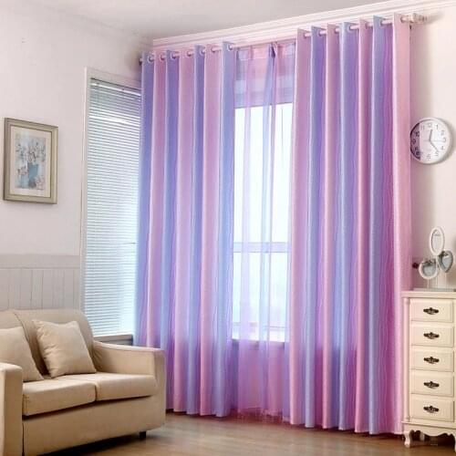 Violet Stripe Curtain for Living Room Blackout Gradient Wedding Rustic Pastoral New Home Decoration Cortinas wp149C