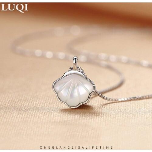 Womens Fashion Ginkgo Leaf Shape White Fritillary Pendant S925 Silver Platinum Plated Temperament Necklace 252