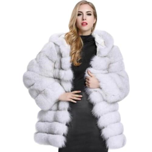 2020 Autumn Winter Fox Fur Coat Loose Thick Warm Faux Vest Fur Vest in Middle Long Black Women Jackets Large XXXL Size Plus