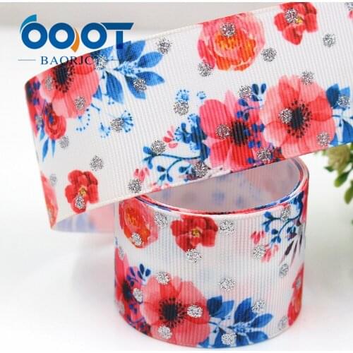 1-1/2'' 38mm Beautifulflower laser Printed grosgrain ribbon,10yrds DIY Hair Bow Wedding Festival Home Party Birthday Decorations