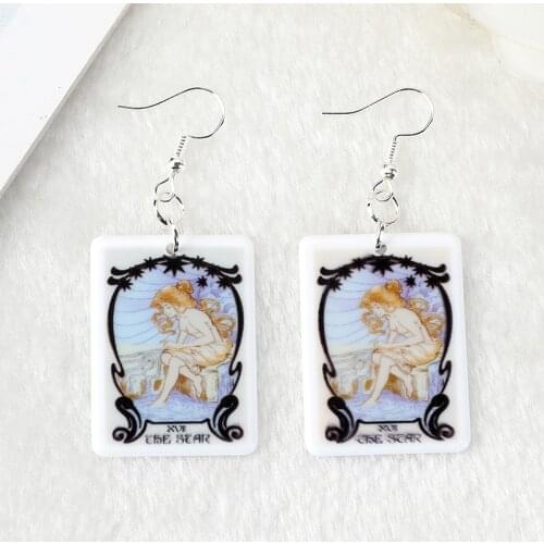 1Pair Drop Earring Ethereal Visions Illuminated Tarot Desk Divination Game Card Fashion Jewelry For Birthday Gift
