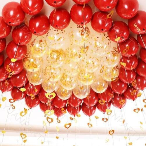 100pcs/lot Purple Heart Laser Sequined Rain Balloon Pendant Romantic Wedding Room Birthday Party Decoration Balloon Accessories