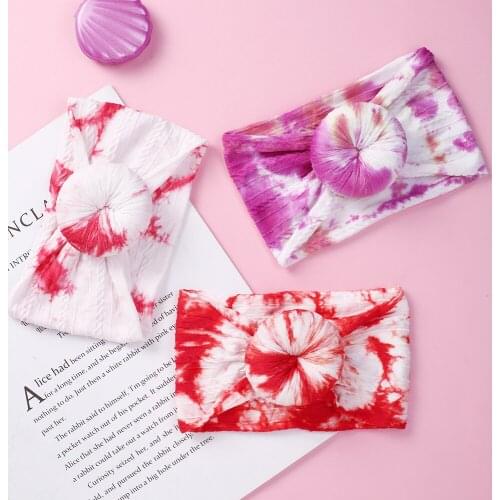 12pcs/lot Tie Dye Round Knot Nylon Headwaps Cable Knit Head wrap Soft Nylon Headband for Baby Infant Hair Accessory