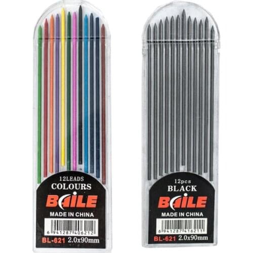 2.0mm Mechanical Pencil Set 2B Automatic Pencils With 12pcs Gray/Colorful Pencil Lead for Drawing Writing Tools Stationery
