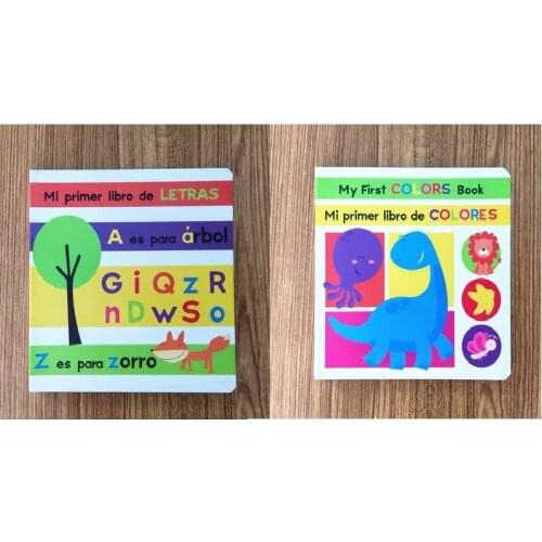 2 Book Parent Child Kids Toddler Baby Spanish Book Early Education Cute Picture Word Knowledge Learning Cardboard Libros Age 0-3