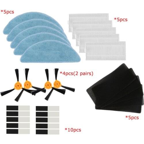 2 pair side brush +5 * HEPA filter +5 * sponge +5 * mop cloth +10 * magic paste CONGA EXCELLENCE Robotic Vacuum Cleaner Parts