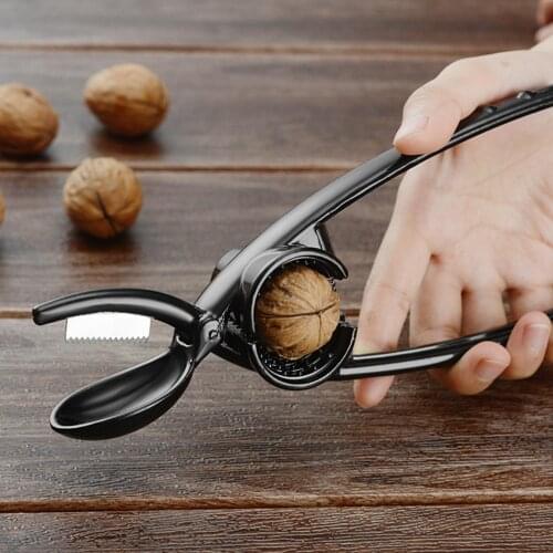 2 in 1 Multifunctional Chestnut Opener Clip Nut Cracker Walnut Plier Sheller Durable Black Nut Peeler Stainless Steel