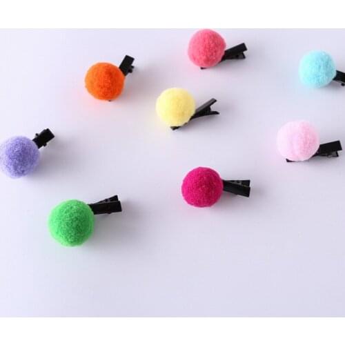 20pcs/lot Mini Solid Fur Pompom Ball Girls Small Lovely Hairclip Kids Hairpins Hair Accessories for Children Pom Hairball Clips