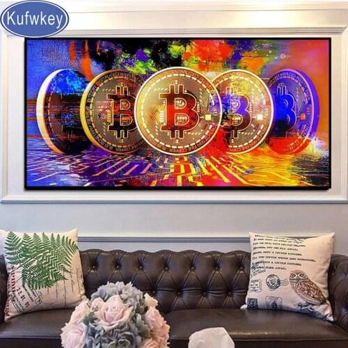 200x100cm Diy Diamond Painting Mosaic"Abstract Bitcoin"Full Square/Round Drill cross stitch Diamond Embroidery Handmade Home Art