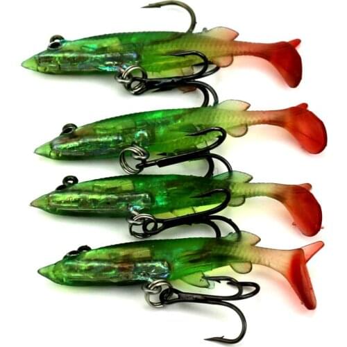 4pcs Jig Head Lure Fishing Lure 6cm 4g Swimbaits Squid Jig Shad Soft Plastic Pike Fishing Lures Saltwater Fishing Wobblers