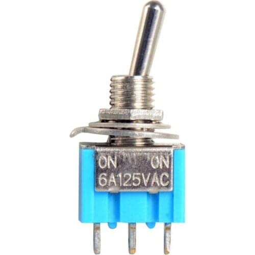 5pcs Mini Latching toggle switch ON ON Blue rocker switch 3 pins 2 position switch 6mm 3A/250V 6A/125V