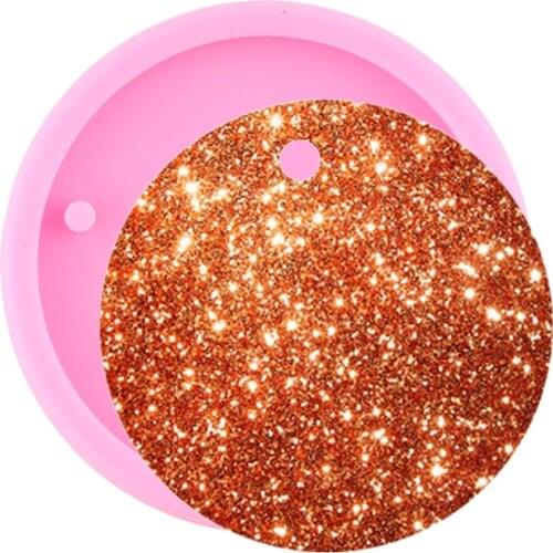 50mm/78mm Shiny Round Circle With Hole Disk Keychains Silicone Mold for Key Chain Jewelry Pendant Polymer Clay DIY Resin Molds