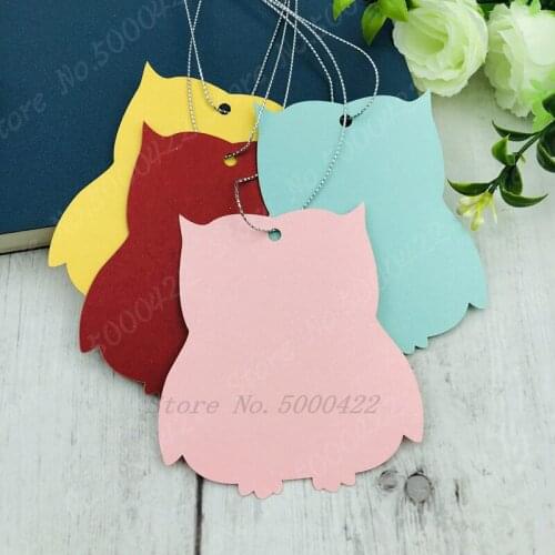 50pcs DIY Owl Label Hang Tag Wishes Card Wedding Party Note Blank Hang tag Gift Wrapping Baby Shower Card Supplies