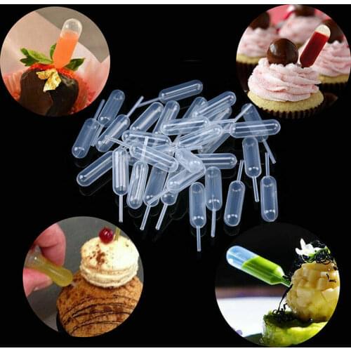 50PCS Plastic Squeeze 4ml Transfer Pipettes Dropper For Cupcake Ice Cream Decor