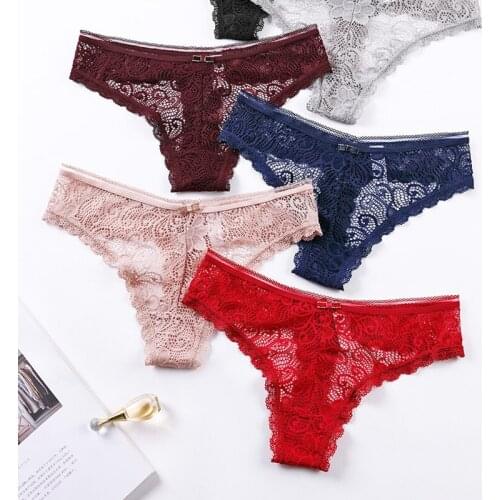 6pcs Womens Panties Sexy Underwear Lace Lingerie G-string Panties Low-rise Briefs Tempting Plus Size T-back Thongs Underpants
