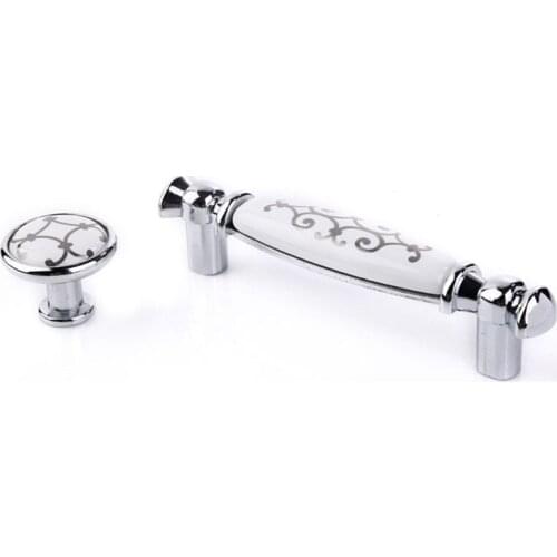 96mm modern simple fashion white ceramic kitchen cabinet wine cabinet door handle chrome drawer shoe cabine tv cabinet knob pull