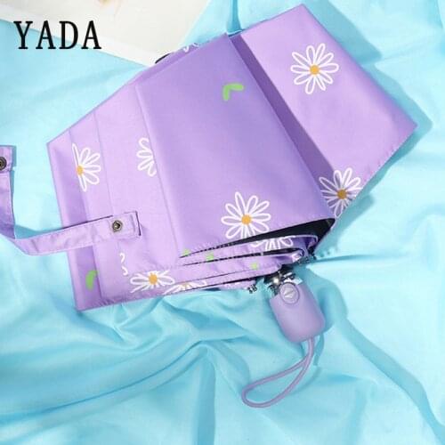 YADA Purple Flower Automatic Umbrella Clear Folding Large Sun Umbrellas For Women Anti-UV Lovely Rain Windproof Umbrella YD262