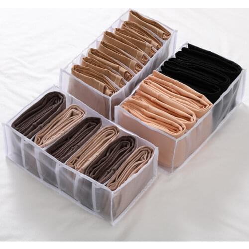 Large Compartment Lattice Storage Box Underwear Clothing Storage Bag Household Foldable Mesh Nylon Partition Drawer Storage Box