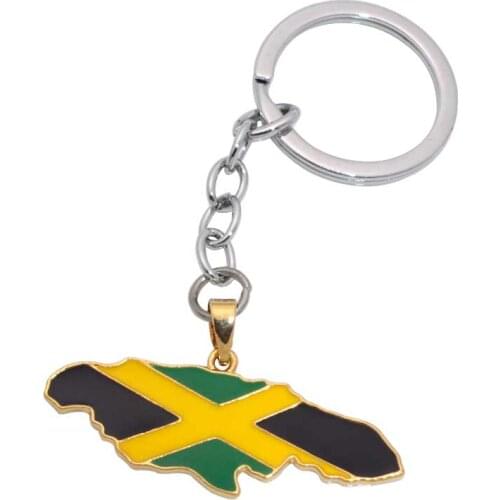 ZKD Jamaica map national flag key ring & key chain
