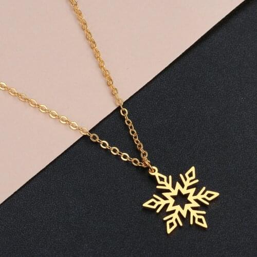Cxwind New Snowflake Necklaces Stainless Chocker Oragami Hollow out Snow Flake Flower Charm Jewelry Christmas Gift for Women