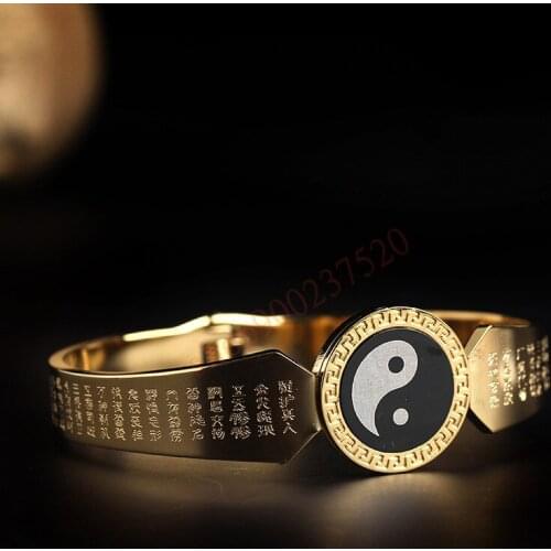 Taoist artifact, titanium steel vacuum plating, golden light, mantra, Tai Chi bracelet