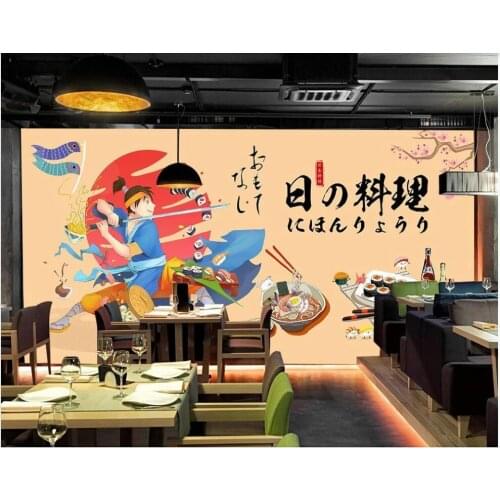 Custom mural on the wall 3d wallpaper Japanese cuisine sushi salmon samurai dining home decor photo wallpaper in the living room