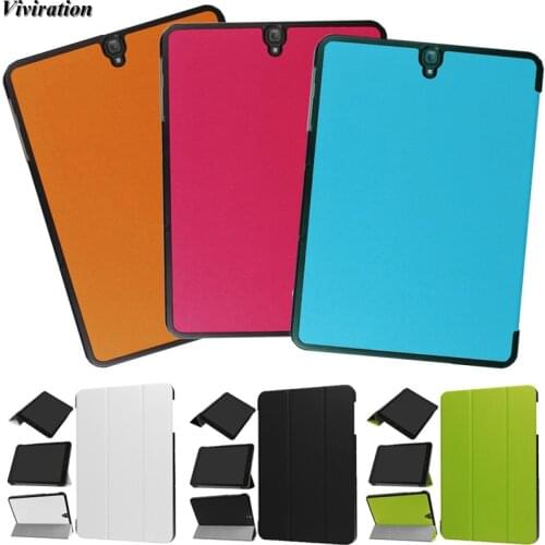 Flexible PU Protective Cover Case For Samsung Galaxy Tab S3 T820 T825 9.7 Inch Slim Magnetic Flip 3 Folding Leather Tablet Cover