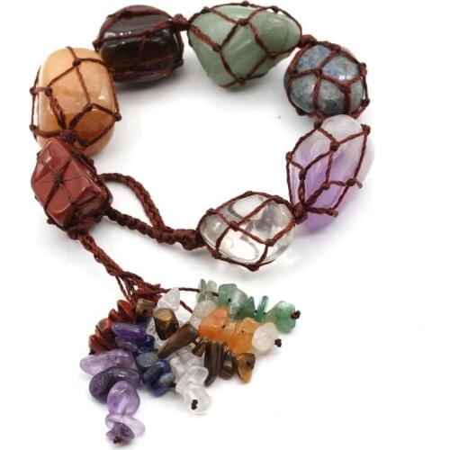 KFT Handmade Healing Crystal Hanging Ornaments 7 Chakra Home Decoration Feng Shui Ornament Yoga Meditation Car Decoration