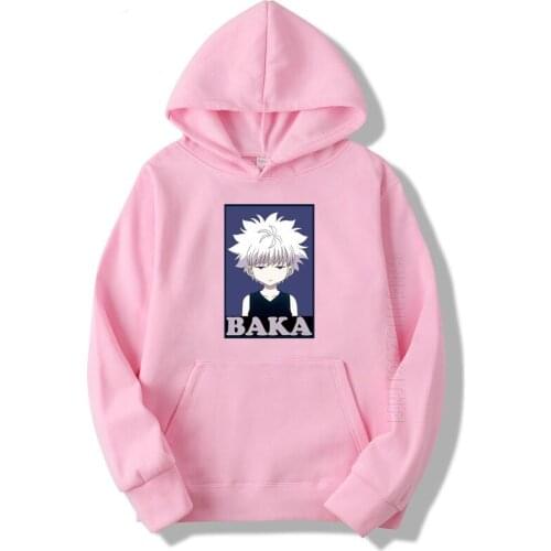 Hunter X Hunter Killua Zoldyck Baka Cartoon Print Hoodies Anime Japan Sweatshirt Unisex Streetwear Men Daily Casual Hoodies