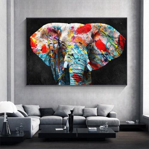 Elephant Painting Splatter Style Canvas Paintings on The Wall Art Posters Animals Canvas Art Picture Home Office Decoration