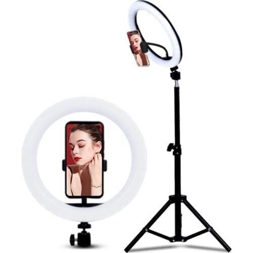 10in LED Selfie Ring Light Photography RingLight Phone Stand Holder Tripod Circle Fill Light Dimmable Lamp Trepied Makeup