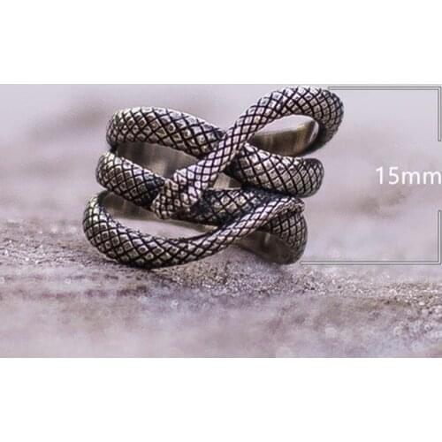 Retro Silver Color Snake Ring Personality Punk Style Finger Ring Motorcycle Party Hip Hop Man Womens Jewelry Fashion Ring Gifts