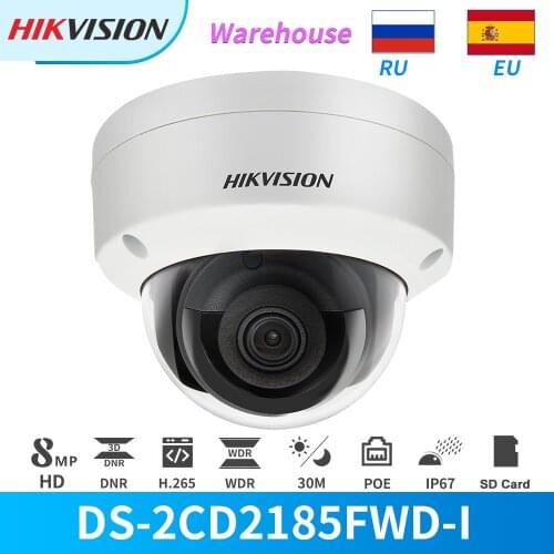 Hikvision IP Camera 8MP IR PoE Dome Camera DS-2CD2185FWD-I With SD Card Slot CCTV Security Camera Outdoor IP67 Onvif HIK-CONNECT